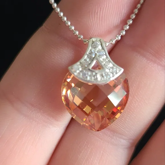 Sterling And Aurora Borealis Crystal Necklace - Picture 3 of 9